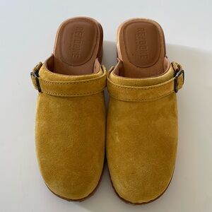 Re/Done Mustard Suede Mules